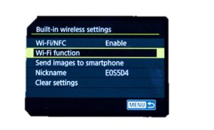 Canon 5D Mark IV settings - wifi syncing