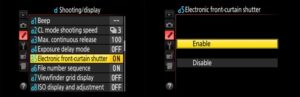Nikon Z6 shutter speed - electronic front-curtain shutter