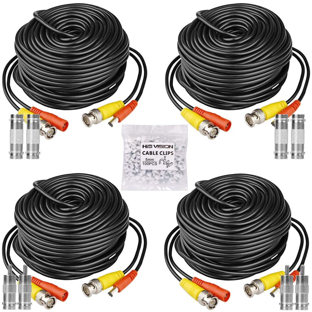 HISVISION 4 Pack 100ft BNC Video Power