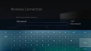 Connect Samsung TV to WiFi - enter wifi password