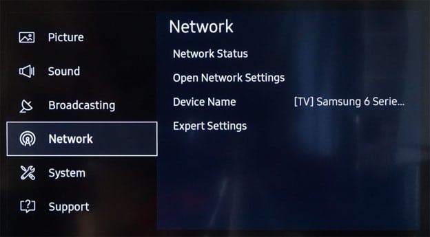 Connect Samsung TV to WiFi - go back to network screen