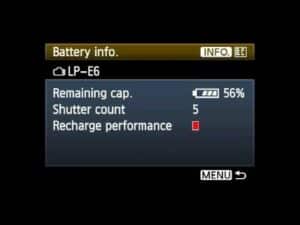 How to Check Shutter Count on Canon 7D - battery info