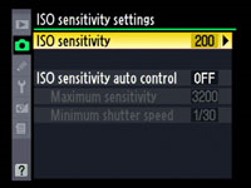 Nikon D90 Landscape settings ISO Sensitivity
