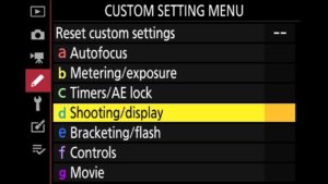 Nikon Z7 Portrait Photography settings - custom setting menu