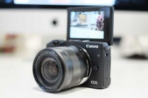 Canon EOS M3 camera with flip screen