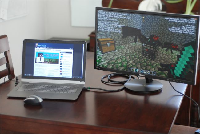 How to connect a monitor to a laptop and use both the screens