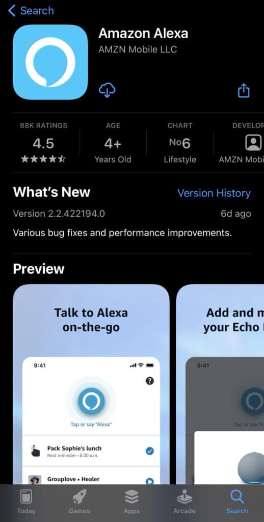 Downloading Alexa on an iPhone