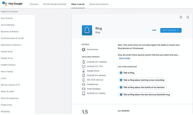 sync ring with google home