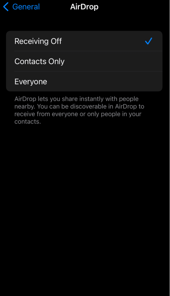 How to Adjust AirDrop Settings - receiving off