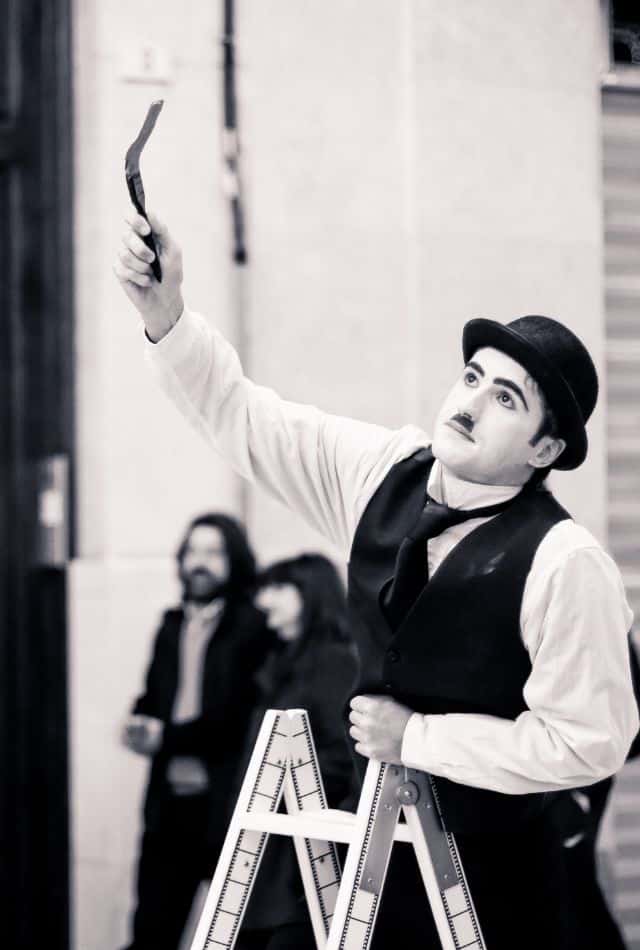 Charlie Chaplin Look on a Digital Camera