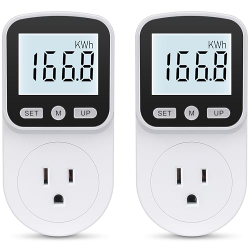 2 Pack Watt Meter Power Meter Plug Home Energy Monitor Electricity Usage Monitor, Electrical Usage Monitor, Energy Voltage Amps Meter Tester with Backlight, Overload Protection, 8 Display Modes