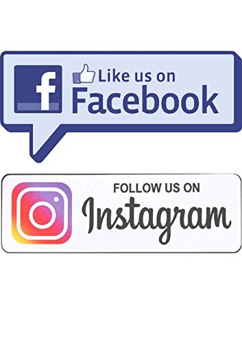 2 pcs Facebook Sticker and Instagram Sticker Follow Us on Social Media Set, Vynil (1 Each) for Window Sticker Decal for Business, Shop