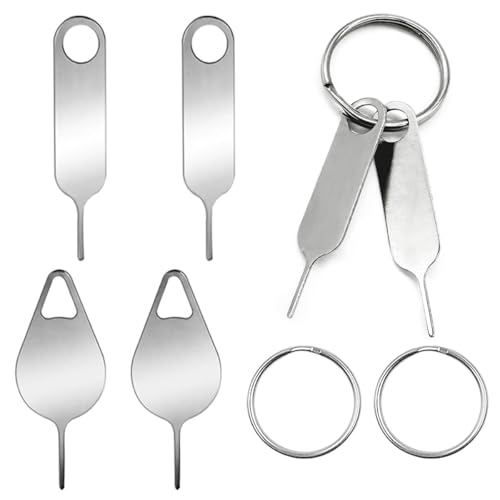 2 Pcs Specially Sized Sim Card Tray Removal Key + 2 Pcs Universal Sim Card Tray Removal Key Eject Pins, with 2 Key Rings, for Samsung Galaxy Galaxy Note Z Fold Series iPhone iPad Google Motorola Phone
