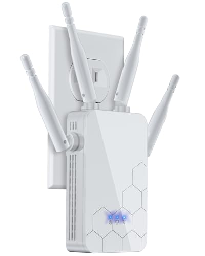 2024 WiFi Extender Signal Booster for Home, Long Range Internet Wireless Repeater up to 10,000 sq.ft, WiFi Amplifier w/Ethernet Port, Compatible with Most Devices, 1-Tap Setup, Made for USA