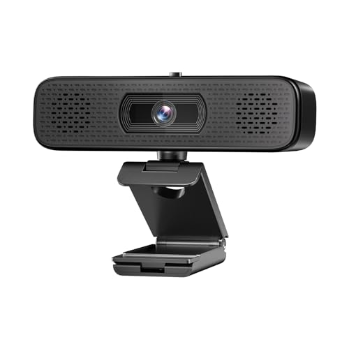 2K HD Webcam with 2 Speakers & Built-in Microphone for Computer Laptop,90 Degree View Angle Desktop USB Stream Camera with Privacy Cover for Conferencing Video Call/Network Teaching/YouTube/Skype
