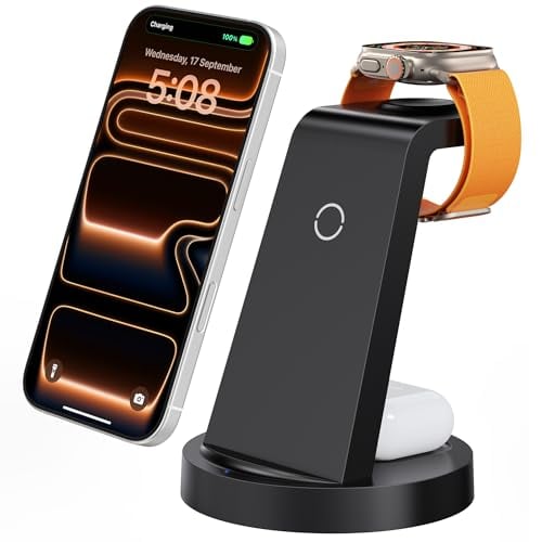 3 in 1 Charging Station for iPhone, Wireless Charger for iPhone 15 14 13 12 11 X Pro Max & Apple Watch - Wireless Charging Station for AirPods 3 Pro