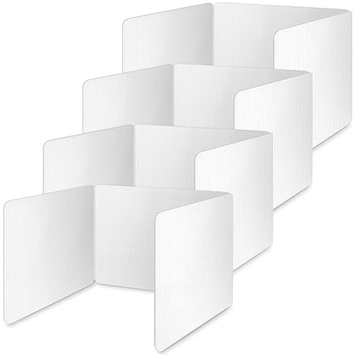 4 Pack Classroom Privacy Shields for Student Desks, Plastic Privacy Boards Privacy Folders Table Privacy Panel Chalkboard Test Dividers Study Carrel Screen Partition for School Home Class (White)