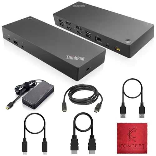 40AF0135US LENOVO ThinkPad Dock Hybrid USB-C with USB-A -1 Year Warranty - Lenovo Docking Station USB C with 135W AC Adapter, HDMI & DisplayPort Cable - Thinkpad Docking Station Dual Monitor (RENEWED)