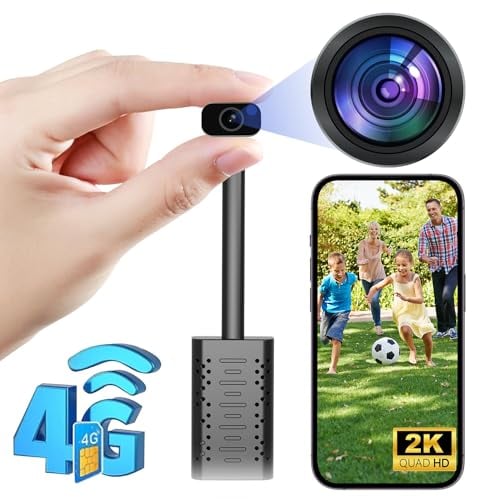4G USB Wifi Camera with 300M SIM Card,No Wi-Fi Needed,HD2K Smallest Wireless Wifi 4G USB Camera,Motion Alert with App Live Streaming,Motion Detection,Night Vision,Cloud Storage for iOS/Android APP