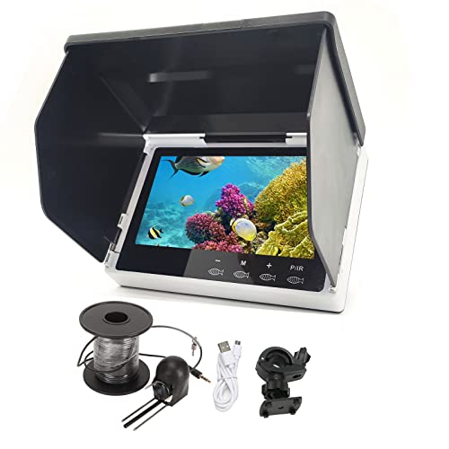 5" Underwater Fishing Camera,Portable LCD Monitor HD Fish Finder, IP67 Waterproof Camera 800 * 480 with Sun Visor,2000cd Brightness Waterproof Camera with 30m/98.4ft Cable Fit Ideal Gift