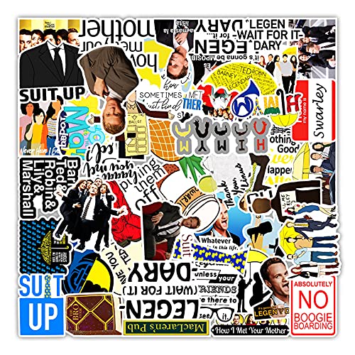 50 Pcs How I Met Your Mother Stickers Water Bottle Stickers US TV Waterproof Cute Aesthetic Vinyl Laptop Luggage Skateboard Computer Stickers for Teens Girls