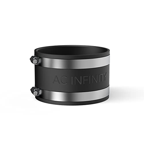 AC Infinity Noise Reduction Clamp 4-Inch, Duct Coupler with Stainless Steel Clamps, Flexible Rubber Coupling for Inline Fans and Carbon Filters in Growing and HVAC