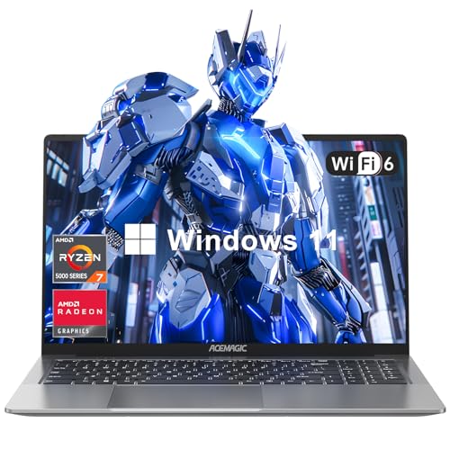 ACEMAGIC Laptop Computer AMD Ryzen 7 5700U Gaming Laptop 16GB DDR4 512GB M.2 2280 NVMe SSD Windows Laptop Office Laptops Home Laptops Windows11 16.1-inch IPS FHD WIFI6 BT5.2 HDMI Type-C USB3.2, Gray
