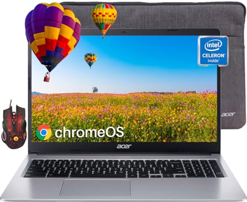 acer Chromebook 315 Laptop for Student & Business, 15.6" HD Display, Dual-Core Intel Celeron N4020 (Up to 2.8GHz), 4GB RAM, 64GB eMMC, Intel UHD Graphics,12.5H Battery, Webcam, WiFi, Chrome OS+Mouse