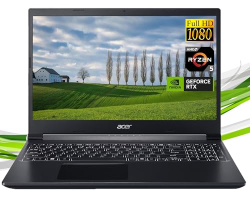 acer Gaming Laptop Computer, 15.6" FHD Aspire 7 Gaming Laptops, AMD Ryzen 5 5625U, NVIDIA GeForce RTX 3050, 64GB RAM|2TB SSD, Windows 11 Pro, RK Cable, for School College Student and Business
