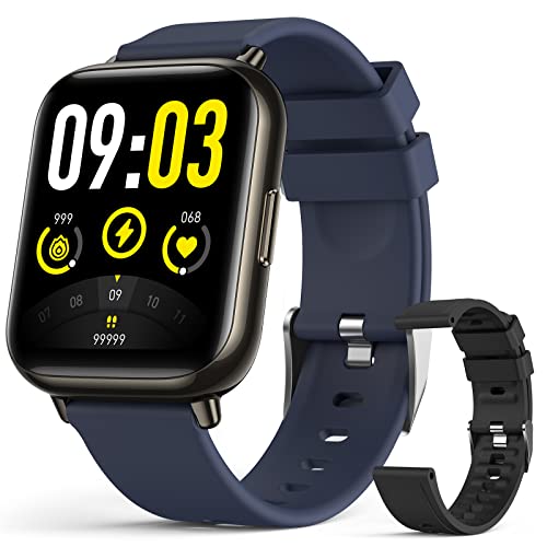 AGPTEK Smart Watch, 1.69"(43mm) Smartwatch for Android and iOS Phones IP68 Waterproof Fitness Tracker Watch Heart Rate Monitor Pedometer Sleep Monitor for Men Women Dark Blue