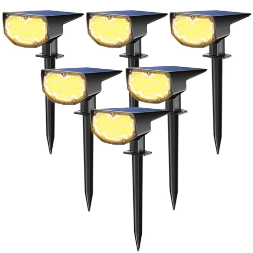 Airmee Solar Outdoor Lights, 106 LEDs Bright Spot Lights Outdoor IP68 Waterproof, 1000 Lumen Auto On/Off Solar Landscape Lights, 3000K Warm White, for Yard, Garden, Pathway, Flag, 6 Pack