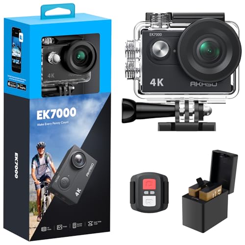 AKASO EK7000 4K30FPS 20MP WiFi Action Camera with EIS Ultra HD Underwater Camera 131FT Waterproof Camera Remote Control 4X Zoom Support External Microphone Black