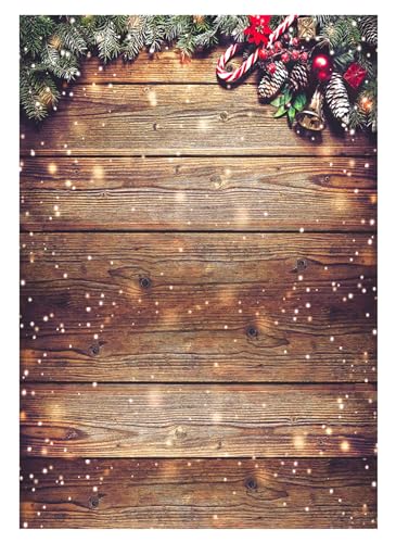 Allenjoy 5X7FT Snowflake Gold Glitter Christmas Wood Wall Holiday Photography Backdrop Xmas Rustic Barn Vintage Wooden Background for Kids Portrait Photo Studio Booth Photoshoot Photographer Props