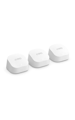 Amazon eero 6+ mesh Wi-Fi router | 1.0 Gbps Ethernet | Coverage up to 4,500 sq. ft. | Connect 75+ devices | 3-Pack | 2022 release