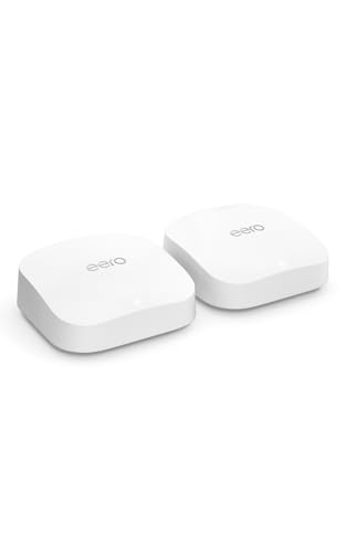 Amazon eero Pro 6E mesh Wi-Fi router | 2.5 Gbps Ethernet | Coverage up to 4,000 sq. ft. | Connect 100+ devices | Ideal for streaming, working, and gaming | 2-Pack | 2022 release