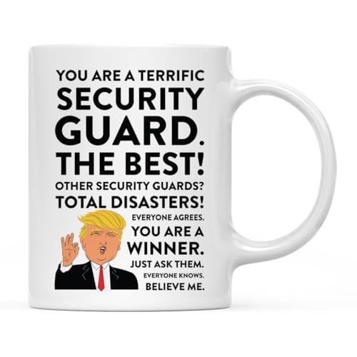 Andaz Press 11oz. Funny President Trump Coffee Mug Gag Gift, Security Guard, 1-Pack, Includes Gift Box, Christmas Birthday Graduation Novelty Drinking Cup Gift Ideas