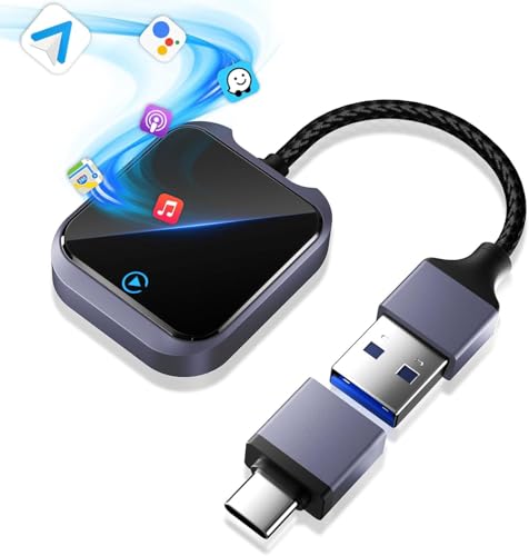 Android Auto Wireless Adapter 2024 Pro Edition, with Fast Stable 5Ghz WiFi Bluetooth, Wireless Android Auto Car Adapter Applies to Cars After 2016 & Phone with Android10+& USB-A/Type-C,Purple-Grey