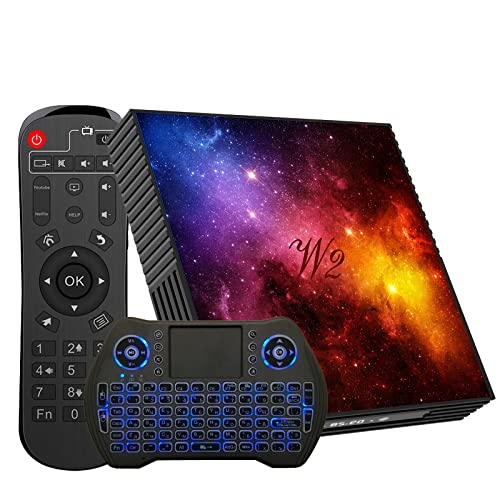 Android Box 12.04GB RAM 64GB ROM Smart Set Top Box Mali-G31 Media Player Built in 2.4G/5G WiFi Bluetooth 4.2 Support 3D 4K UHD Videos with Wireless Mini Keyboard