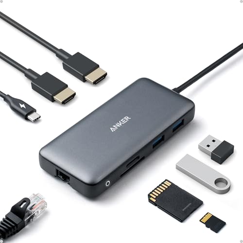 Anker Laptop Docking Station Dual Monitor, 8-in-1 USB C Hub with 4K HDMI