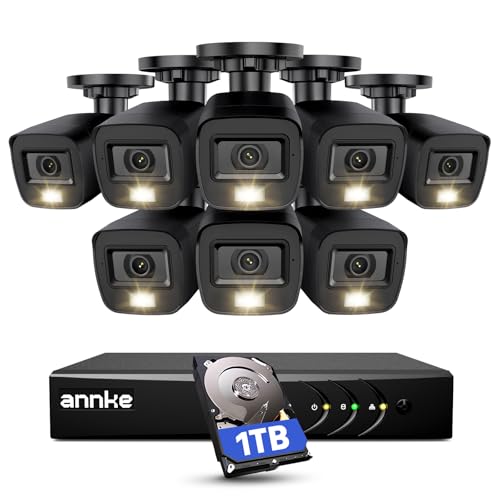 ANNKE 3K Lite Wired Security Camera System with AI Human/Vehicle Detection, 8CH H.265+ DVR and 8 x 1920TVL 2MP IP66 Home CCTV Cameras, Smart Playback, Email Alert with Images, 1TB Hard Drive - E200