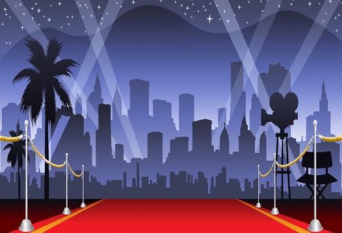 AOFOTO 10x7ft Red Carpet Backdrop Movie Night Stage Lighting Photography Background Celebrity Event Party Premiere Banner Photo Studio Props Kid Adult Artistic Portrait Activity Decoration Wallpaper