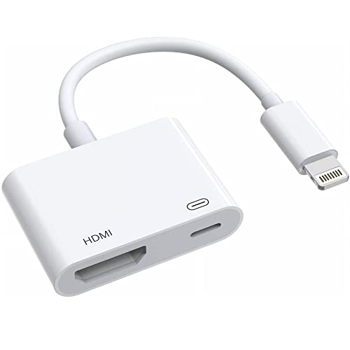 Apple MFi Certified Apple Lightning to HDMI Adapter for iPhone to TV, 1080P Digital AV Adapter Sync Screen with Lightning Charging Port for iPhone 14 13 12 11 XS XR X 8 7 iPad to TV/Projector/Monitor