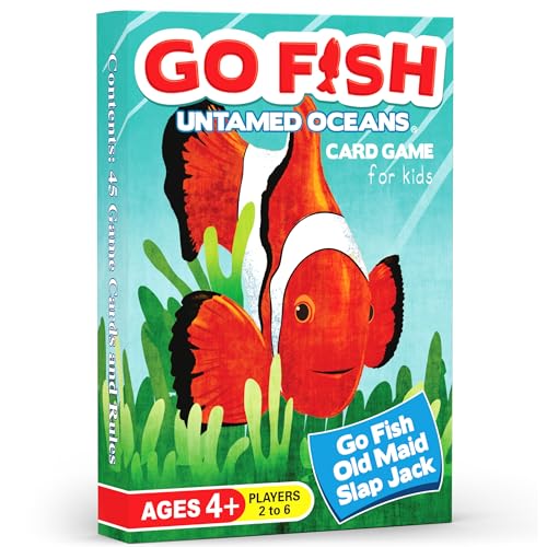 Arizona GameCo GO Fish Untamed Oceans Card Game for Kids Age 4-8 | Play Go Fish, Old Maid and Slap Jack Using The Same Deck | Easy to Learn | Fun Gift Boy, Girl