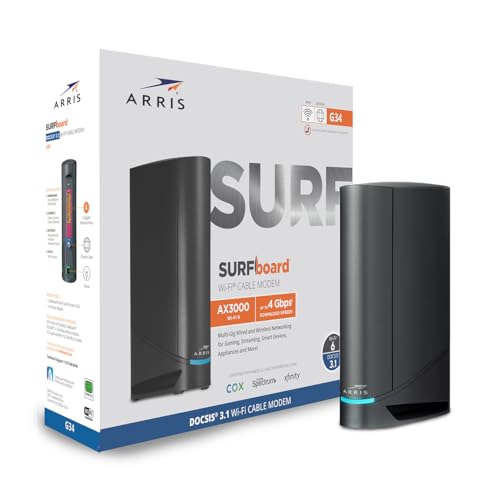 ARRIS Surfboard G34 DOCSIS 3.1 Cable Modem & Wi-Fi 6 Router | AX3000