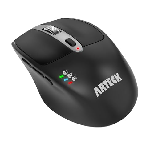 Arteck Multi-Device Wireless Bluetooth Mouse Ergonomic Silent Clicking Backward Forward for Desktop PC Laptop Mac iPad Build in Rechargeable Battery