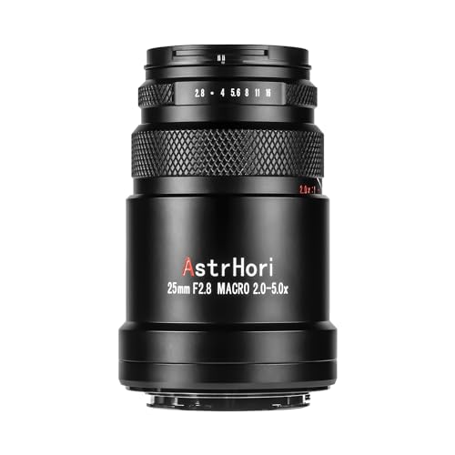 AstrHori 25mm F2.8 2X-5X Ultra Macro Lens Full Frame Manual Focus Compatible with Fuji X mirrorless Cameras,X-A1,X-A10,X-E2,X-A2,X-A3,etc.
