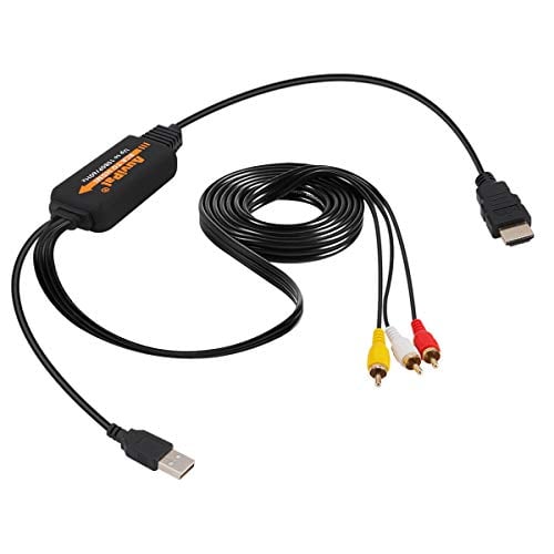 AuviPal 1080P RCA to HDMI Converter, All-in-One Composite AV to HDMI Audio Video Adapter for VHS/VCR/ PS1/ PS2/ PS3/ STB/Xbox/Blue-Ray DVD Players and More (All Cables Included)