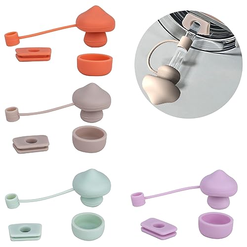 Beyonday 12pcs Silicone Spill Stopper Kit for Stanley Cup-Set of 4, Mushroom Straw Tip Covers for 8-10mm Straws with Round&Trapezoid Leak Proof Stoppers for Stanley Tumbler 40oz/30oz Cup Accessories