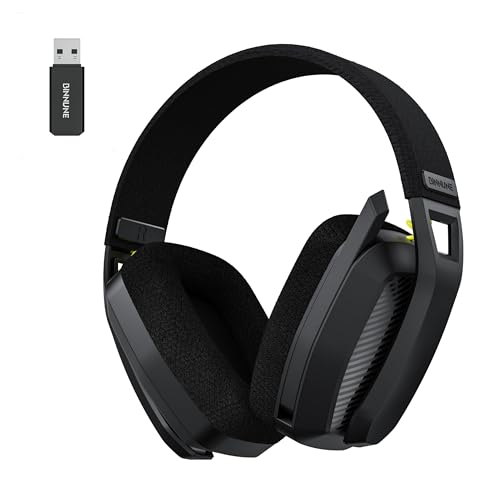 BINNUNE Wireless Gaming Headset with Mic for PS5, PS4, PC, Mac, PlayStation 4 5 Headphones, 2.4GHz Bluetooth Gaming Headset, Wireless Headsets with Flip Mic for Laptop Computer, Black