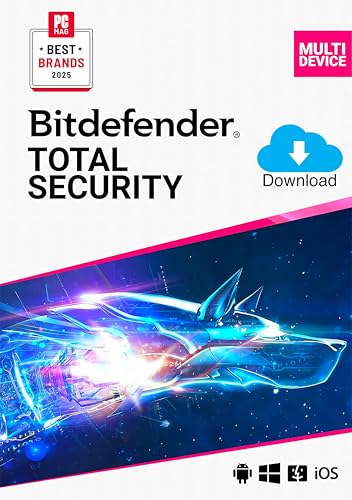 Bitdefender Total Security - 5 Devices | 1 year Subscription | PC/Mac | Activation Code by email